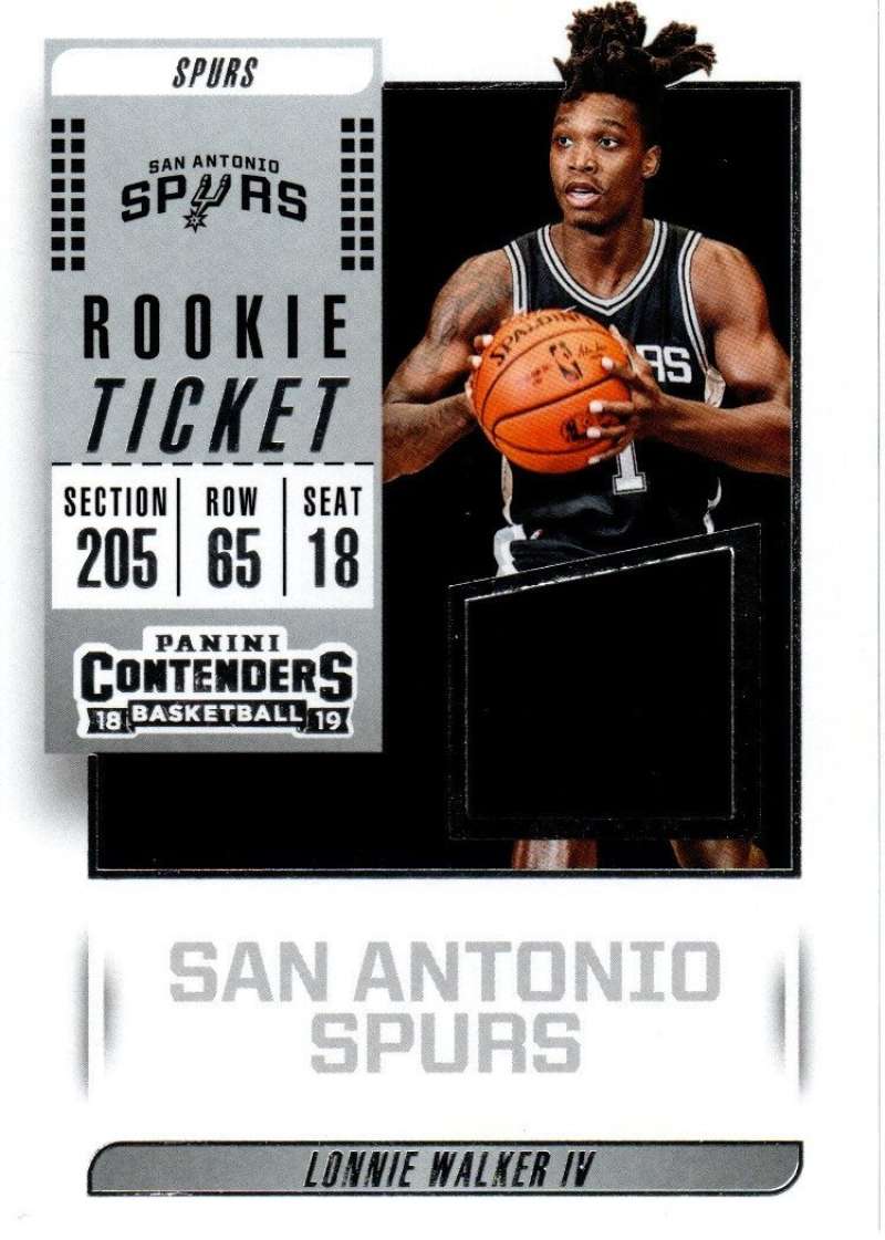 2018-19 Panini Contenders Rookie Ticket Swatch #30 Lonnie Walker IV RC Jersey Game Used San Antonio Spurs  NBA Basketball Trading Card