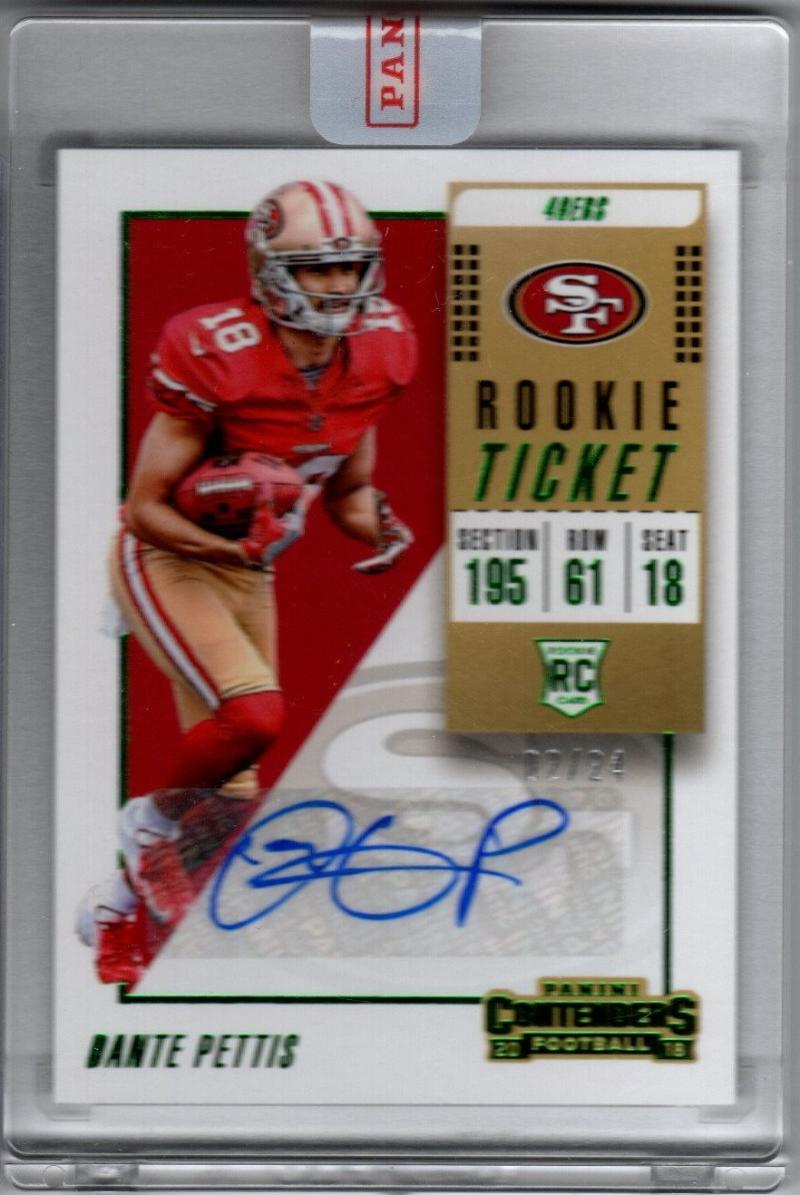 2018 Panini Playoff Contenders Preview Rookie Ticket Variation #118 Dante Pettis RC AUTO Autograph 2/24 49ers NFL Card