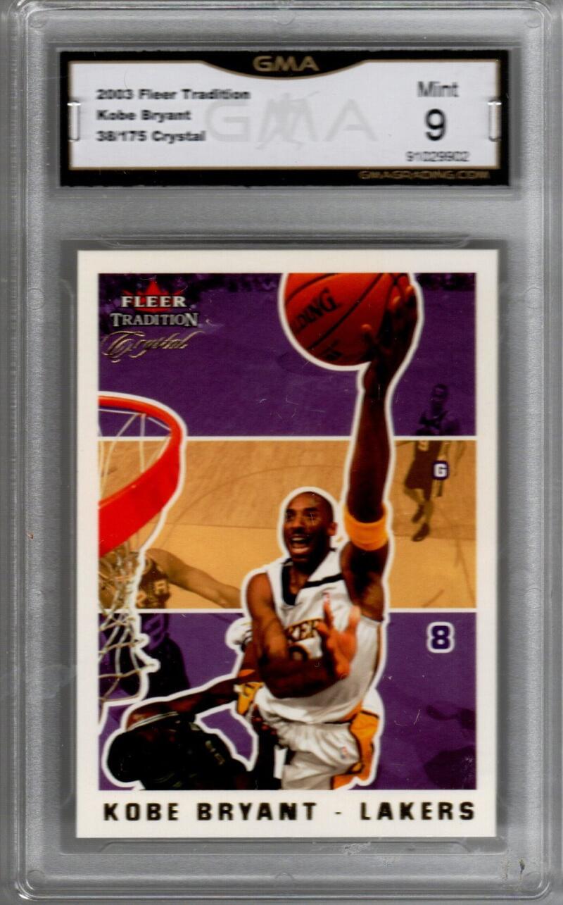 2003-04 Fleer Tradition Crystal #187 Kobe Bryant 38/175 NBA Basketball Trading Card Graded GMA 9 (MINT) Los Angeles Lakers