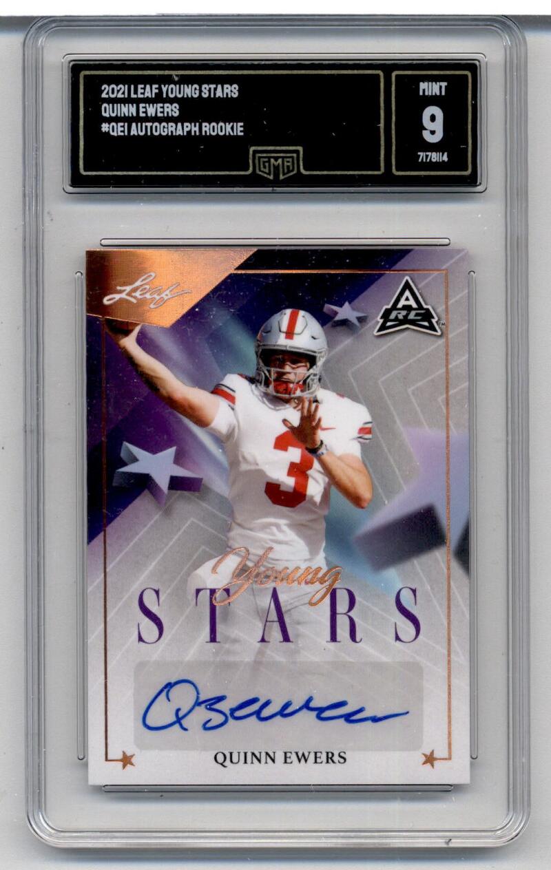 2021 Leaf Young Stars Autograph #QEI Quinn Ewers RC Rookie AUTO Football Trading Card Graded (GMA 9 MINT)
