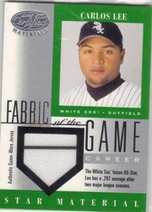2001 Leaf Certified Materials Fabric of the Game #102CR Carlos Lee Jersey /297 MLB Baseball Trading Card